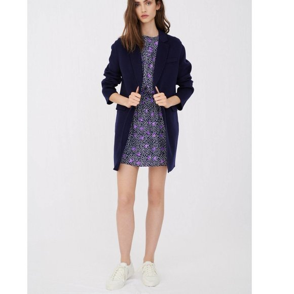 Maje Galami Double-Face Wool Coat in Navy/Marine - Picture 2 of 6